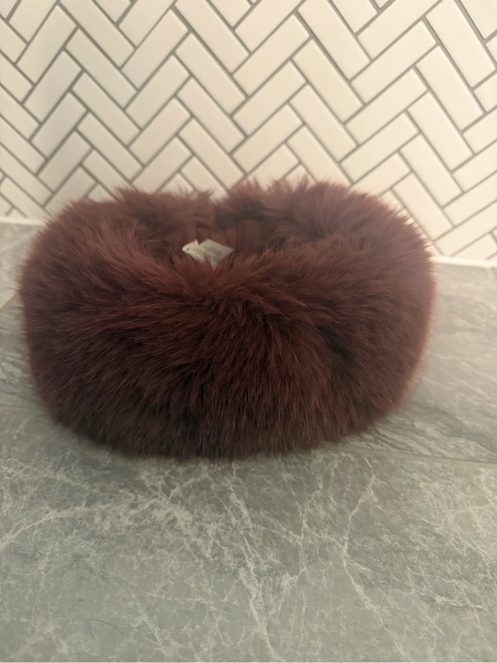 ALO Opulent Faux Fur Wintersun Headband - Burgundy Truffle